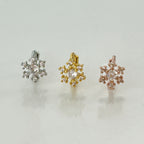 MN 147 ［サージカルステンレス］キュービックワンタッチ星，雪の結晶ピアス