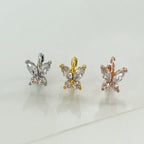 MN 147 ［サージカルステンレス］キュービックワンタッチ星，雪の結晶ピアス