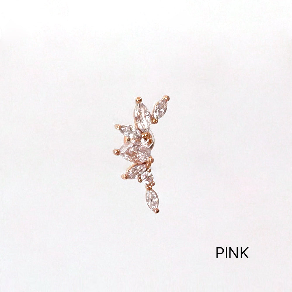 MP 122 ［サージカルステンレス］キュービック羽＆葉っぱピアス