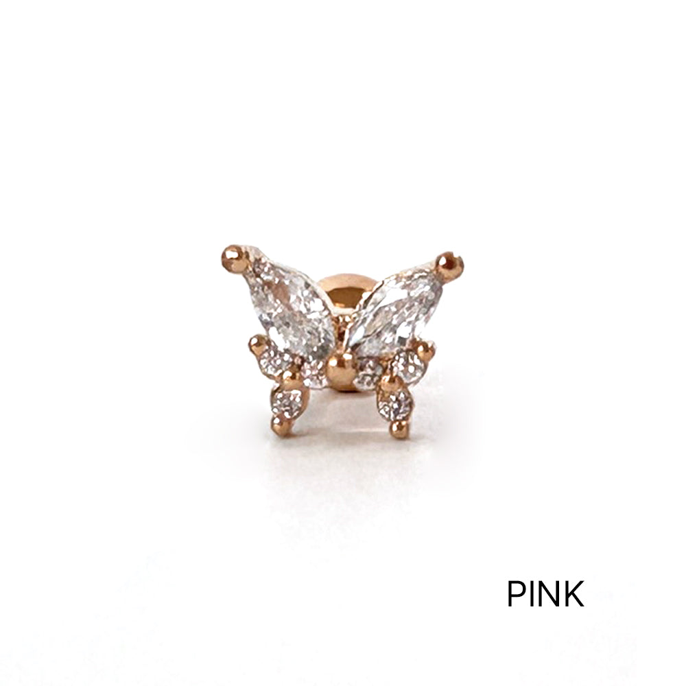 MN 001 ［サージカルステンレス］蝶々キュービックピアス
