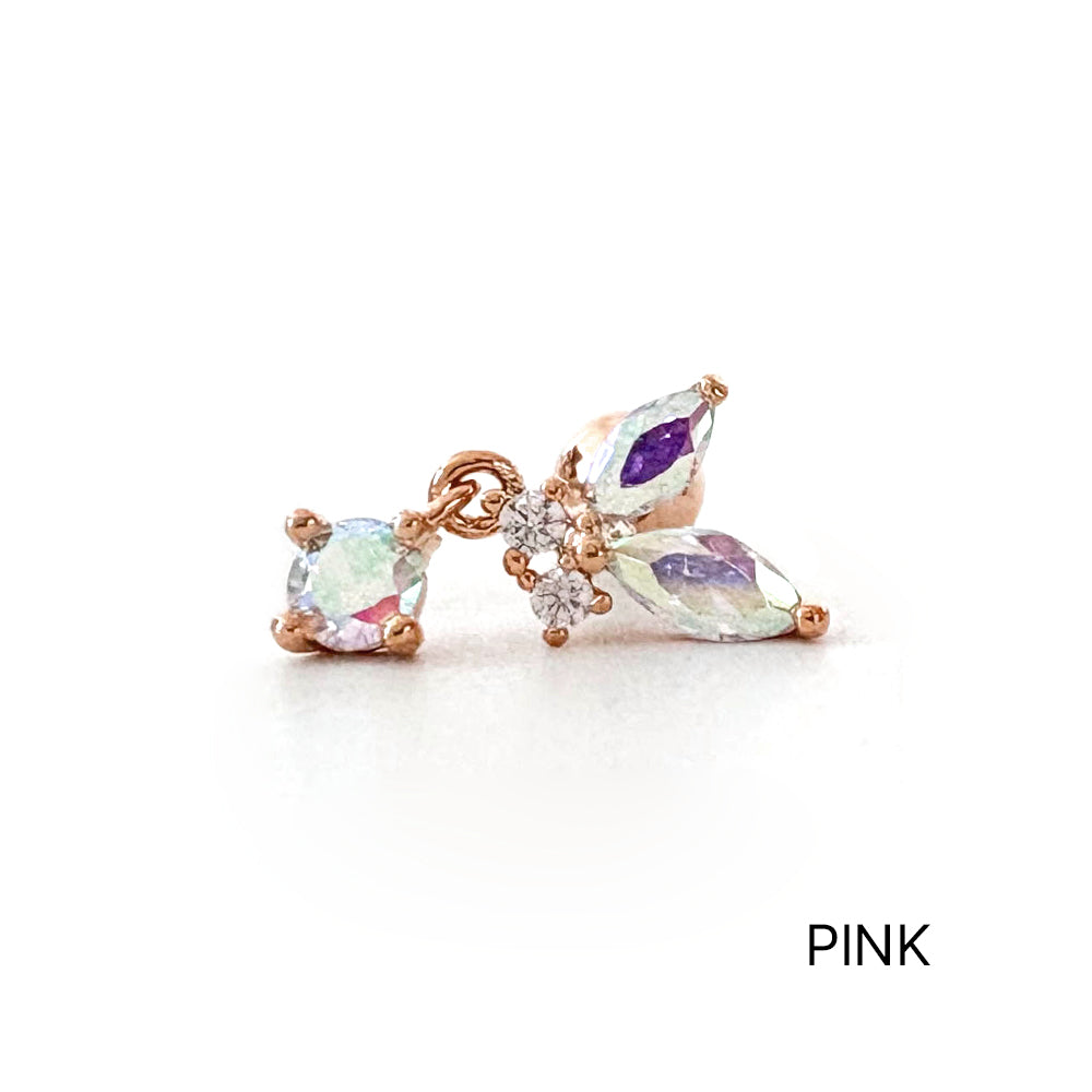 A8 245 ［サージカルステンレス］ドロップ蝶々ピアス