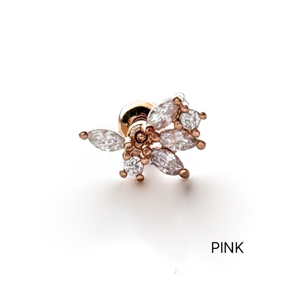 MP 119 ［サージカルステンレス］キュービック葉っぱ＆羽ピアス