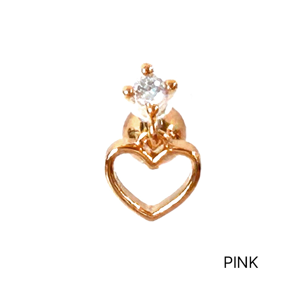 MN 171 ［サージカルステンレス］シンプルキュービックストーンハートピアス