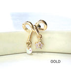 A5 244 [サージカルステンレス]　チャームリボンピアス