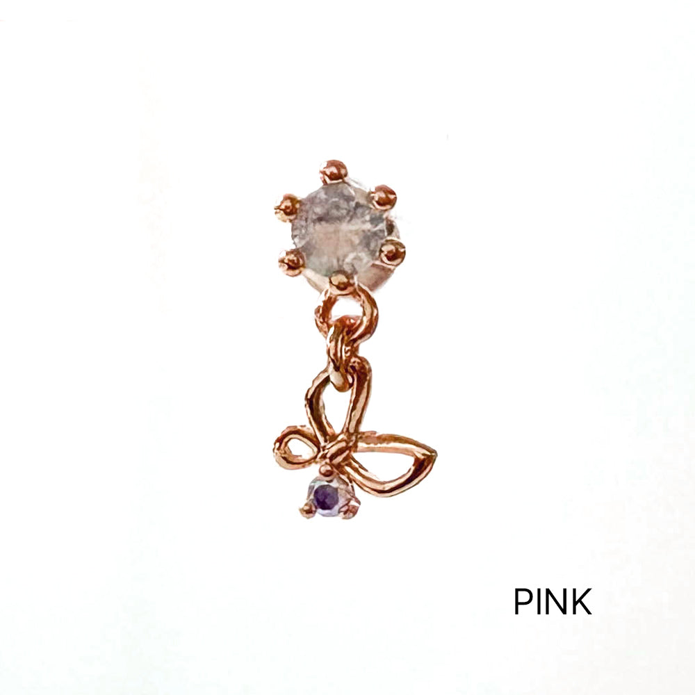 A8 296 ［サージカルステンレス］キュービック蝶々ドロップピアス