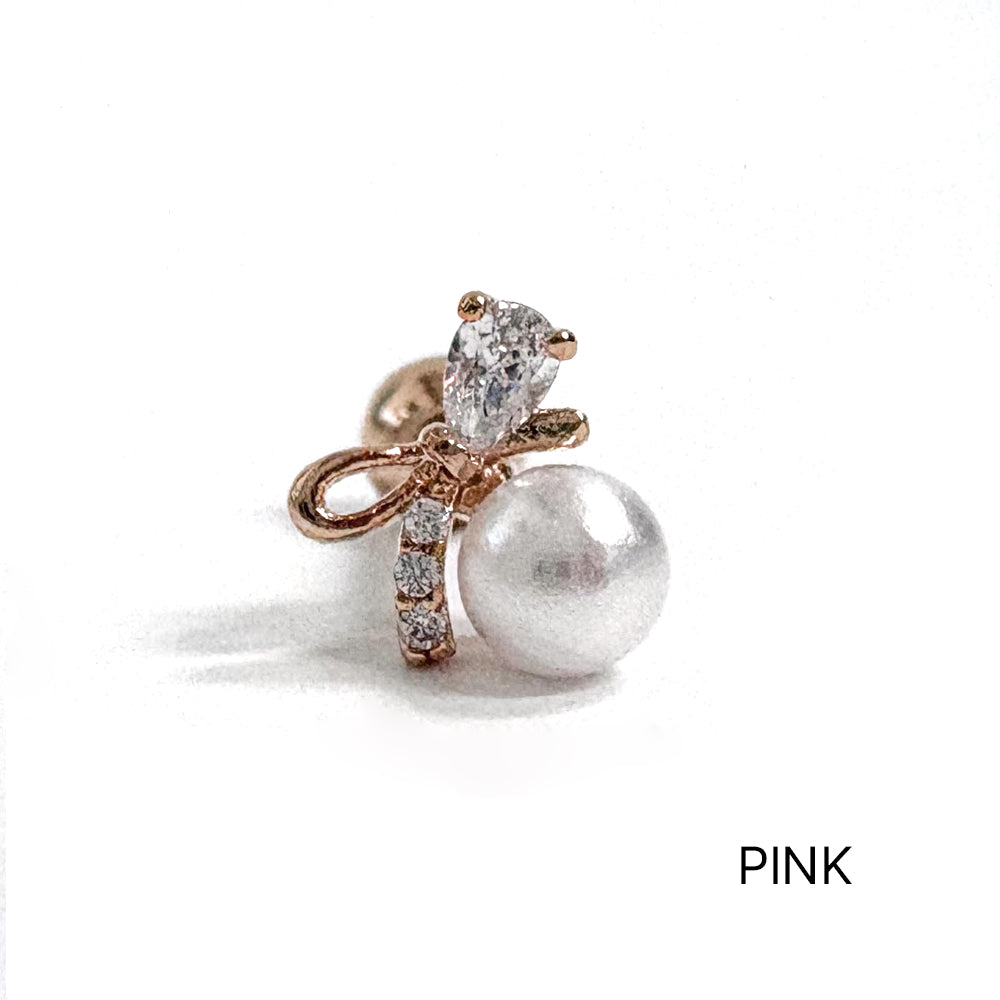 A8 252 ［サージカルステンレス］ラージパールリボンピアス