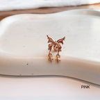 A10 073 ［サージカルステンレス］リボンミニスタードロップピアス