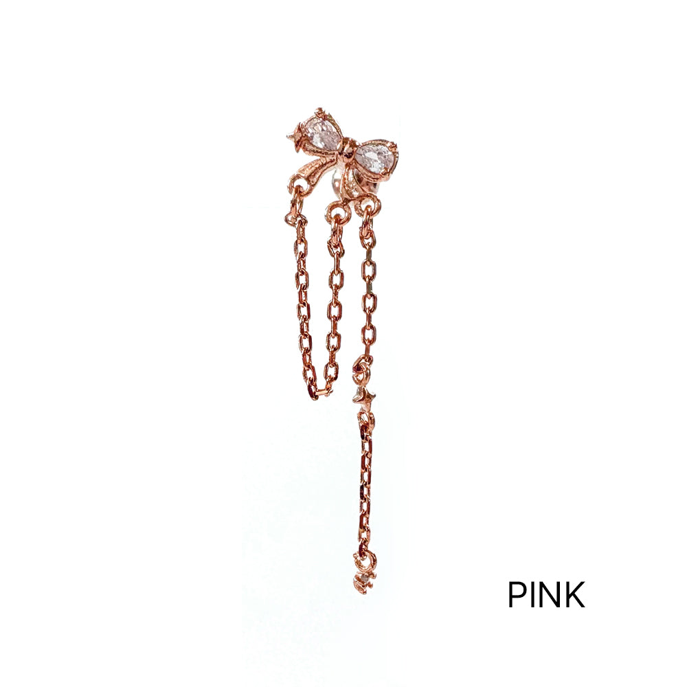 A5 286 ［サージカルステンレス］チェーンリボンピアス