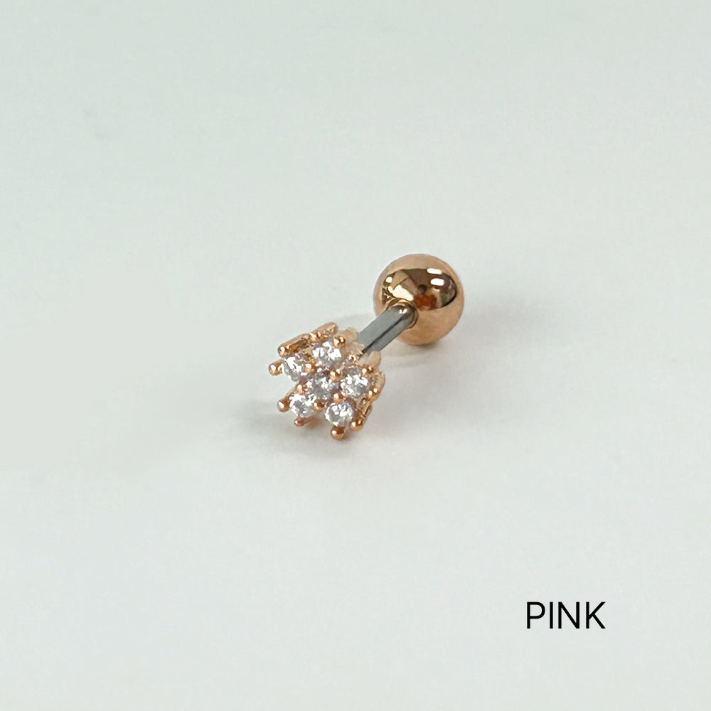 MN 041 ［サージカルステンレス］ミニキュービックお花ピアス