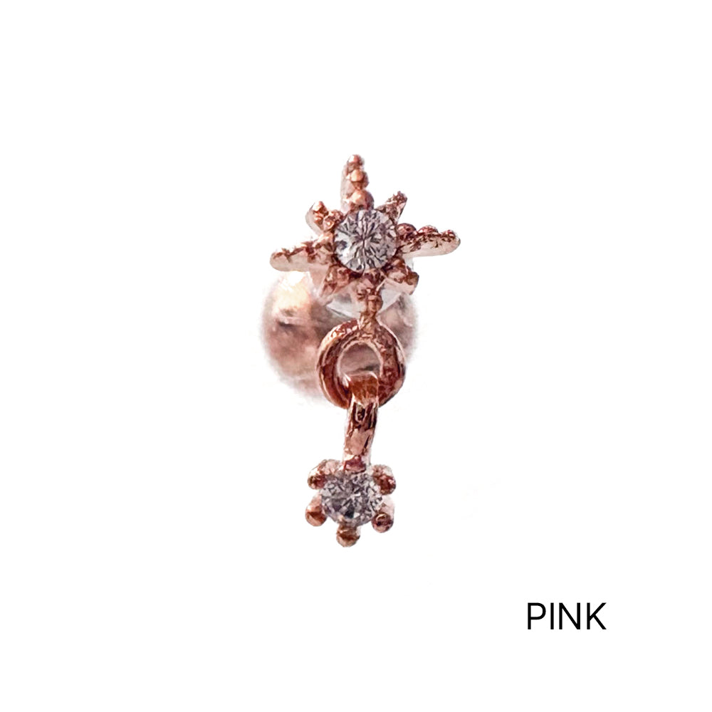 A8 286 [サージカルステンレス]　ドロップ星花ピアス
