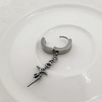 YEH 005 ［サージカルステンレス］スチールリングドロップワンタッチピアス