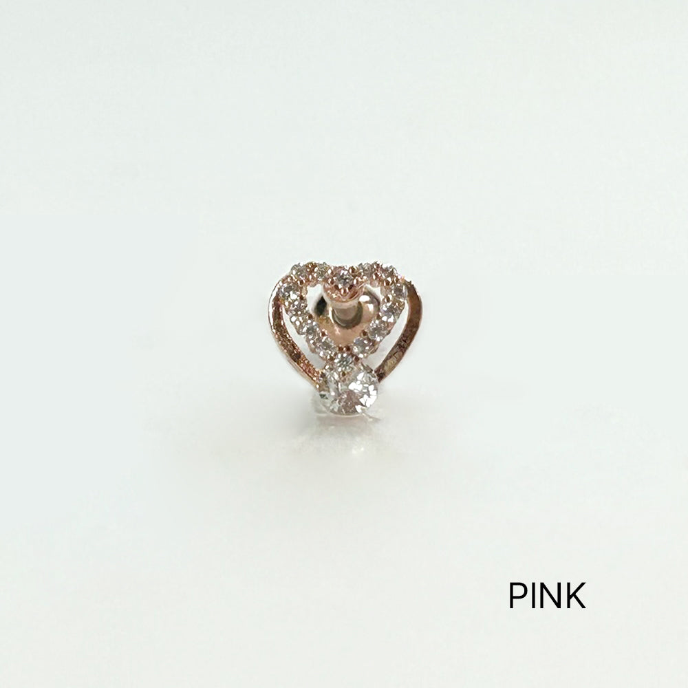 MP 055 ［サージカルステンレス］キュービックドロップハートピアス