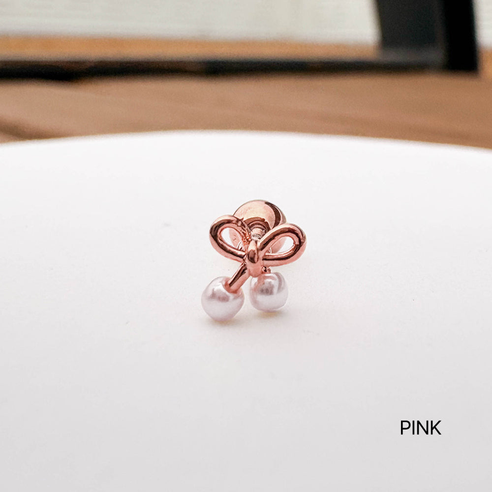 A5 246 [サージカルステンレス]　パールリボンピアス