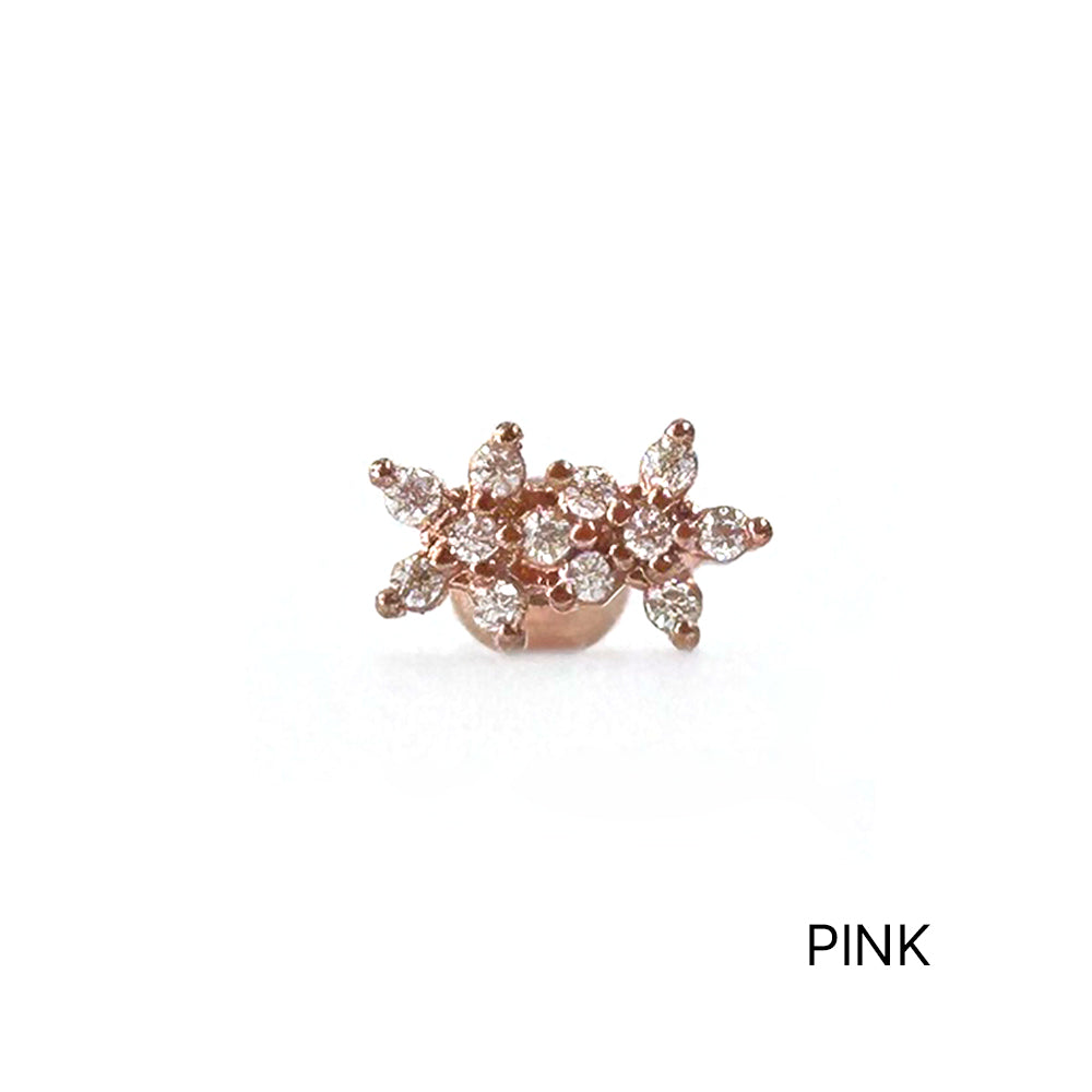 MJ 063 ［サージカルステンレス］シンプルキュービックツーコンボ花ピアス