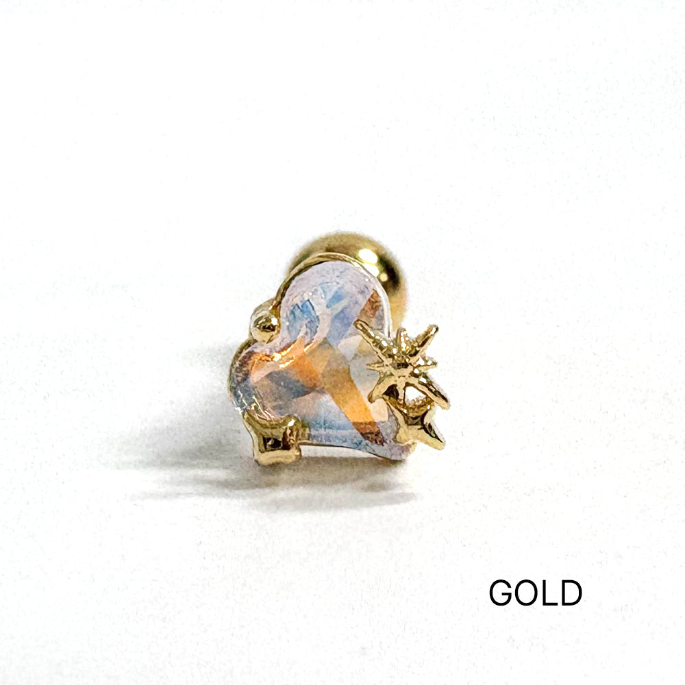 A5 293 ［サージカルステンレス］ツインクルスターキュービックハートピアス