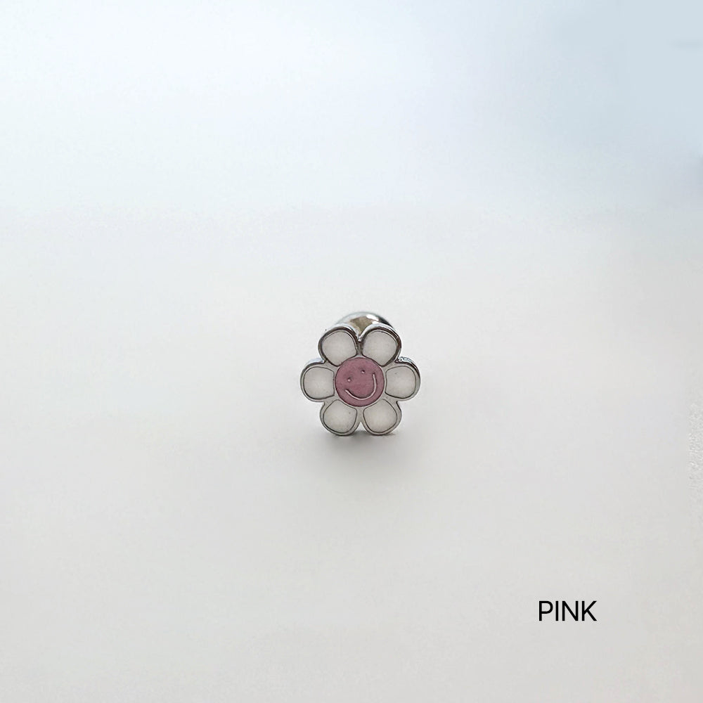B3 025 ［サージカルステンレス］パステルスタイルスマイル花ピアス