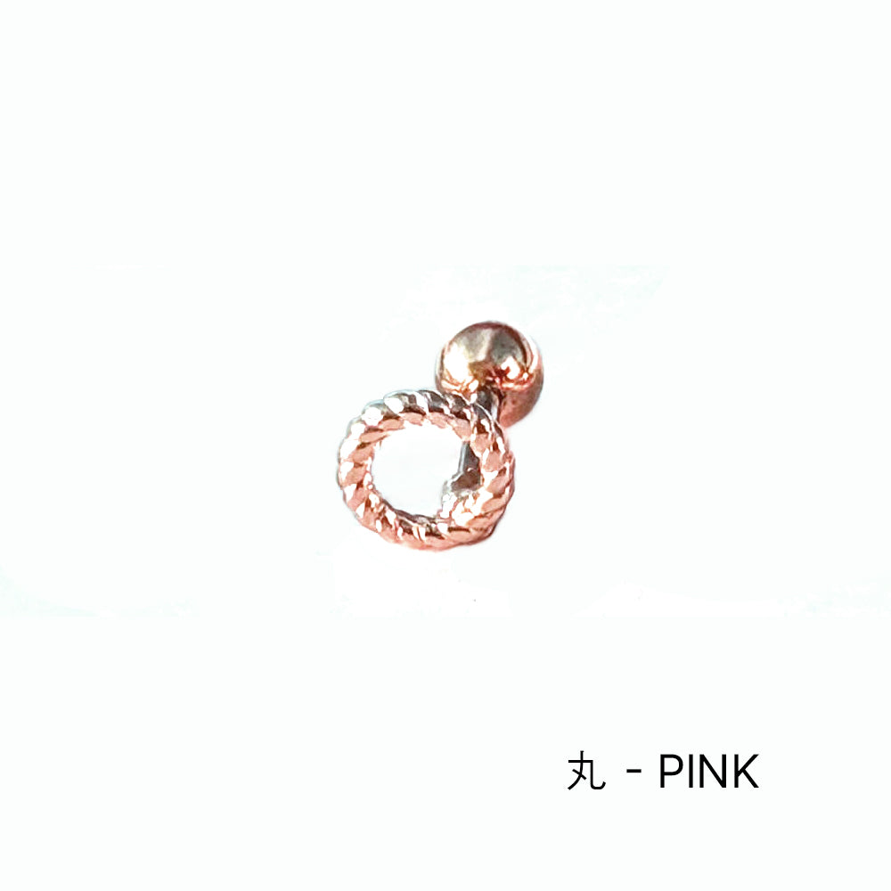 A4 114 ［サージカルステンレス］ ねじりハート＆星＆丸ピアス