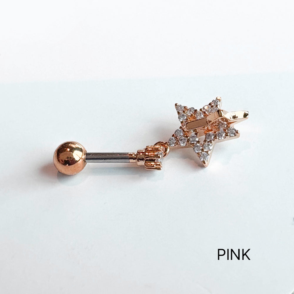 MP 072 ［サージカルステンレス］キュービッククロス星ピアス