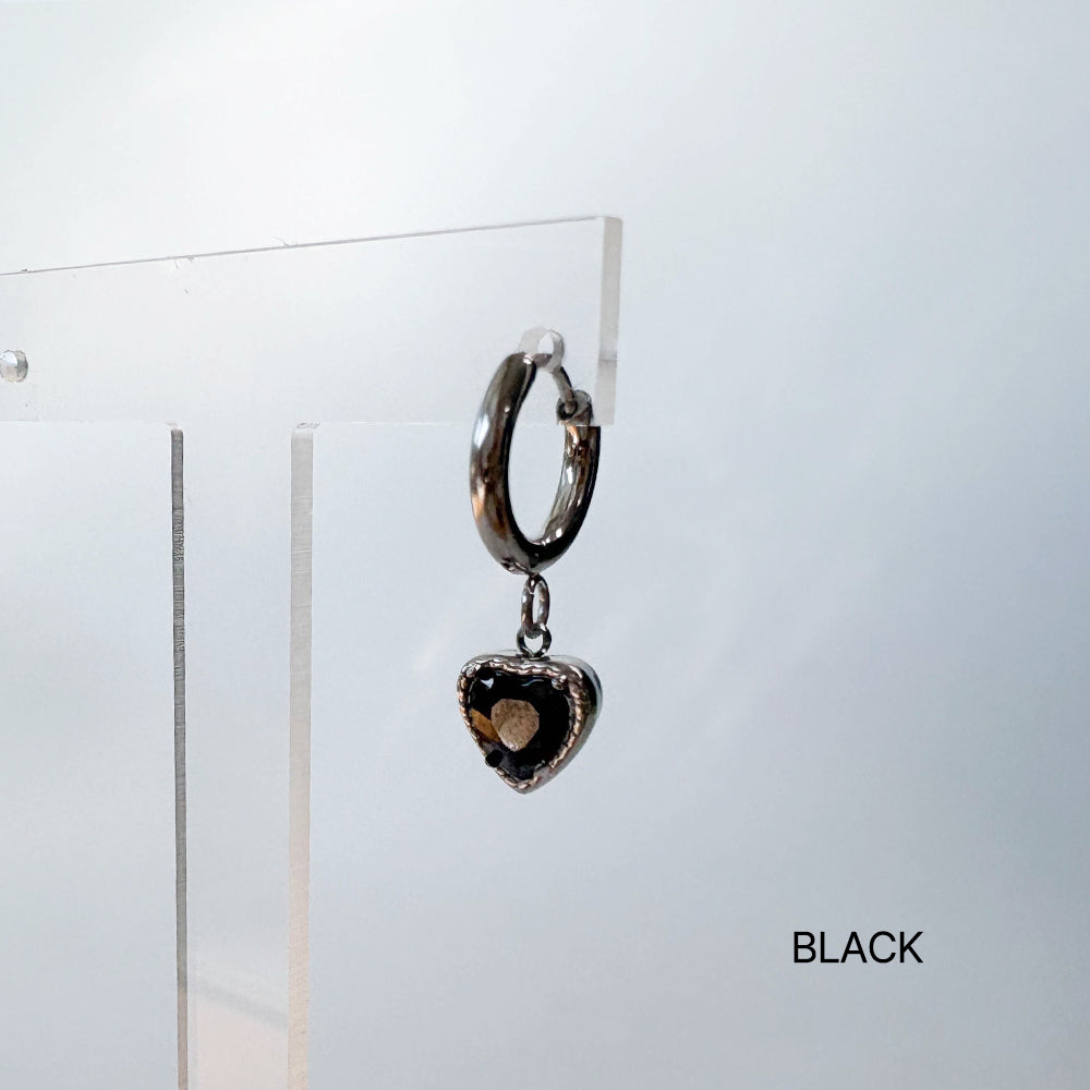 B3 050 ［サージカルステンレス］リングドロップ丸いハートピアス