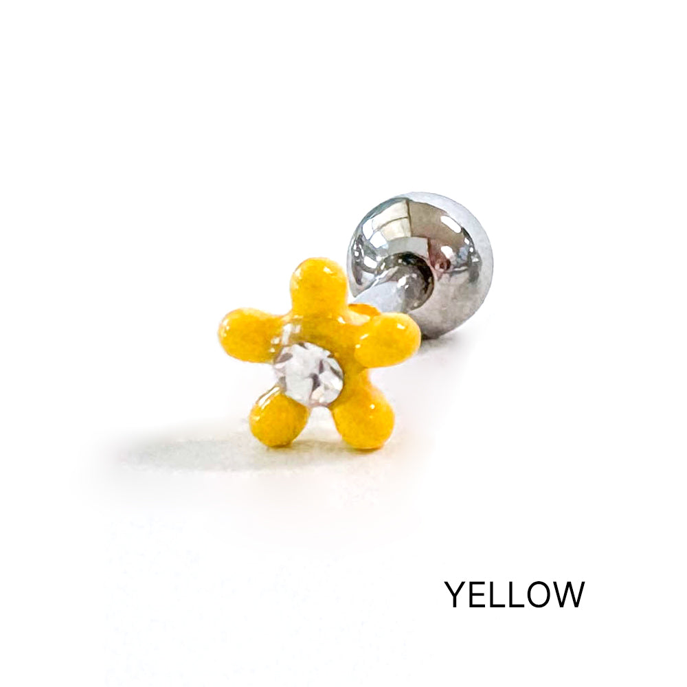 A8 203 ［サージカルステンレス］ポップカラー花ピアス