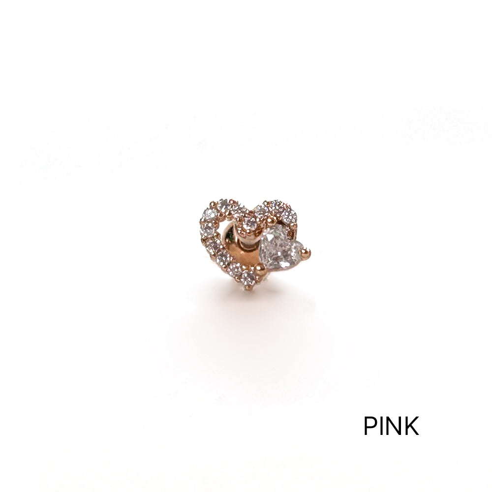 MP 129 ［サージカルステンレス］ラグジュアリーキュービックハートピアス