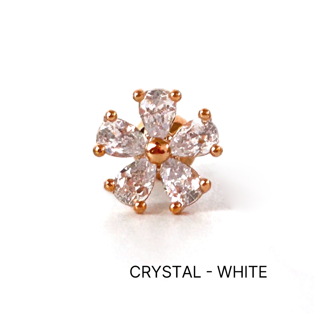 MN 159 ［サージカルステンレス］シンプルストーン花ピアス