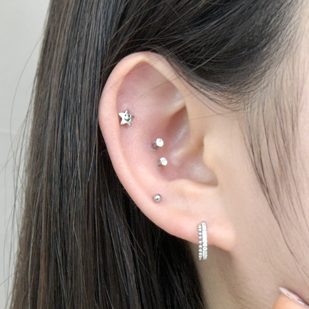 STS 107 [サージカルステンレス] ストーン二重リングピアス