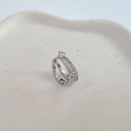 A5 281 [サージカルステンレス] キュービックダブルハーフリングピアス