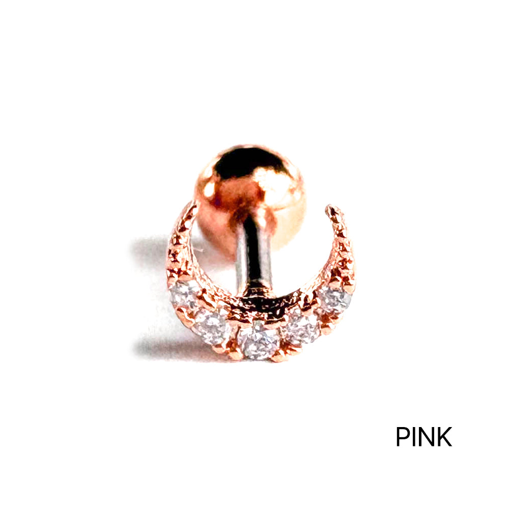 MN 194 ［サージカルステンレス］キュービック三日月ピアス