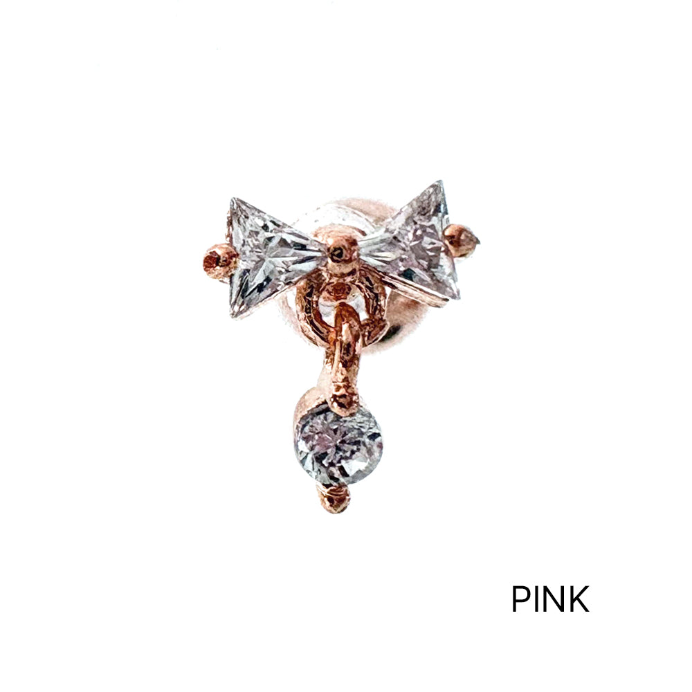 A8 293［サージカルステンレス］リボンドロップピアス