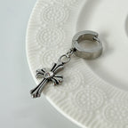 YEH 008 ［サージカルステンレス］ゴシック十字架スチールリングドロップピアス