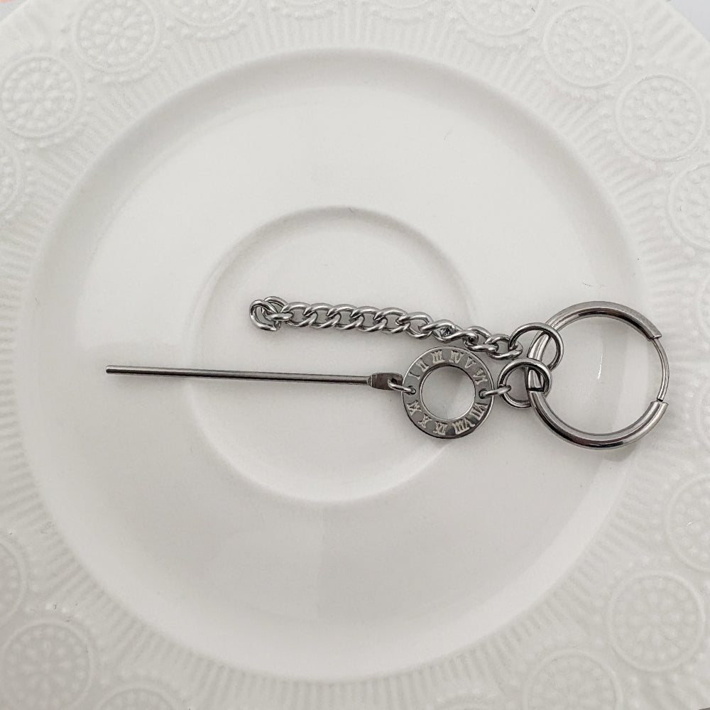 YEH 012 ［サージカルステンレス］チェーンスチールドロップワンタッチピアス