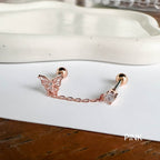 MJ 072 ［サージカルステンレス］ドロップチェーン蝶々ピアス