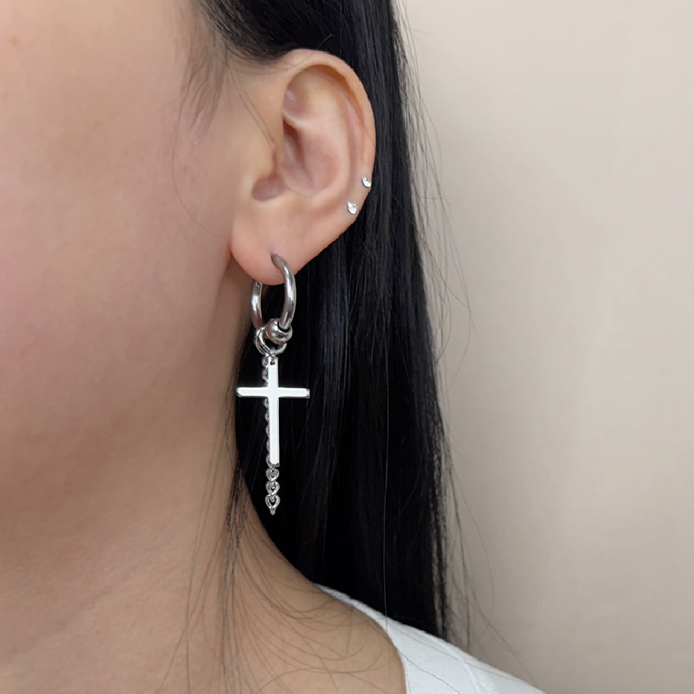 YEH 014 ［サージカルステンレス］十字架ワンタッチピアス