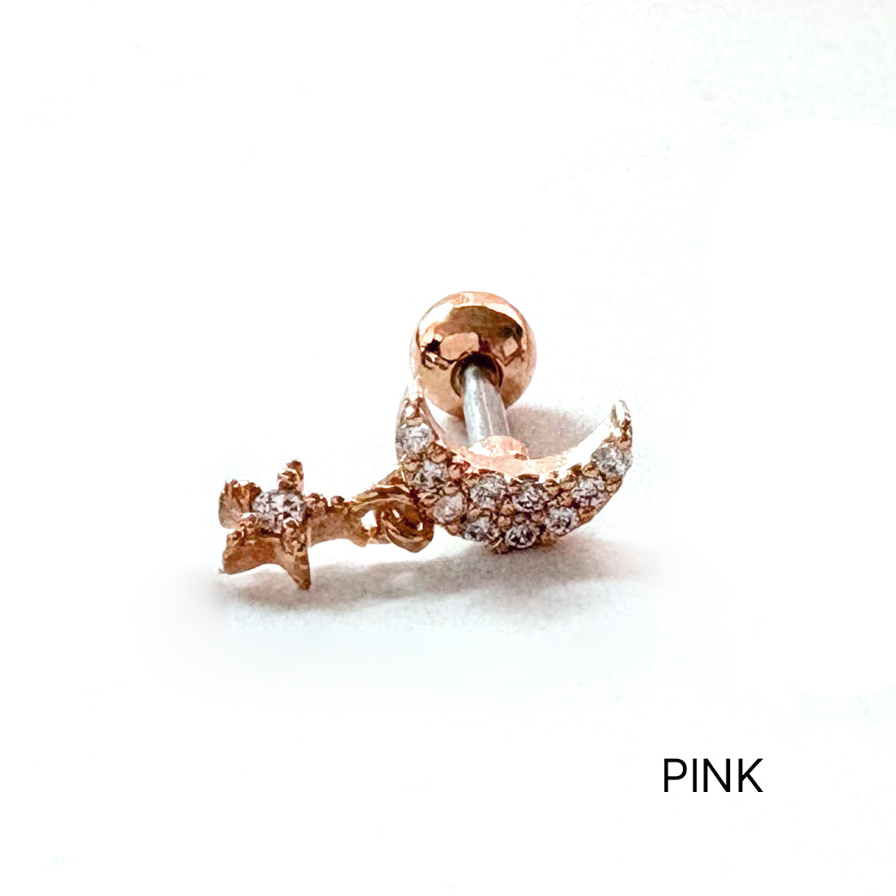 A8 295 ［サージカルステンレス］月＆星ピアス