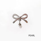 B3 039 ［サージカルステンレス］リボンパールドロップピアス