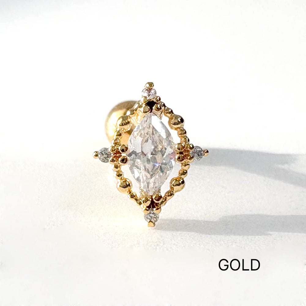 A5 067 ［サージカルステンレス］楕円形ストーンピアス