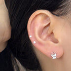 MN 147 ［サージカルステンレス］キュービックワンタッチ星，雪の結晶ピアス