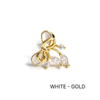 A5 299 ［サージカルステンレス］ブラックアンドホワイトリボンキュービックピアス