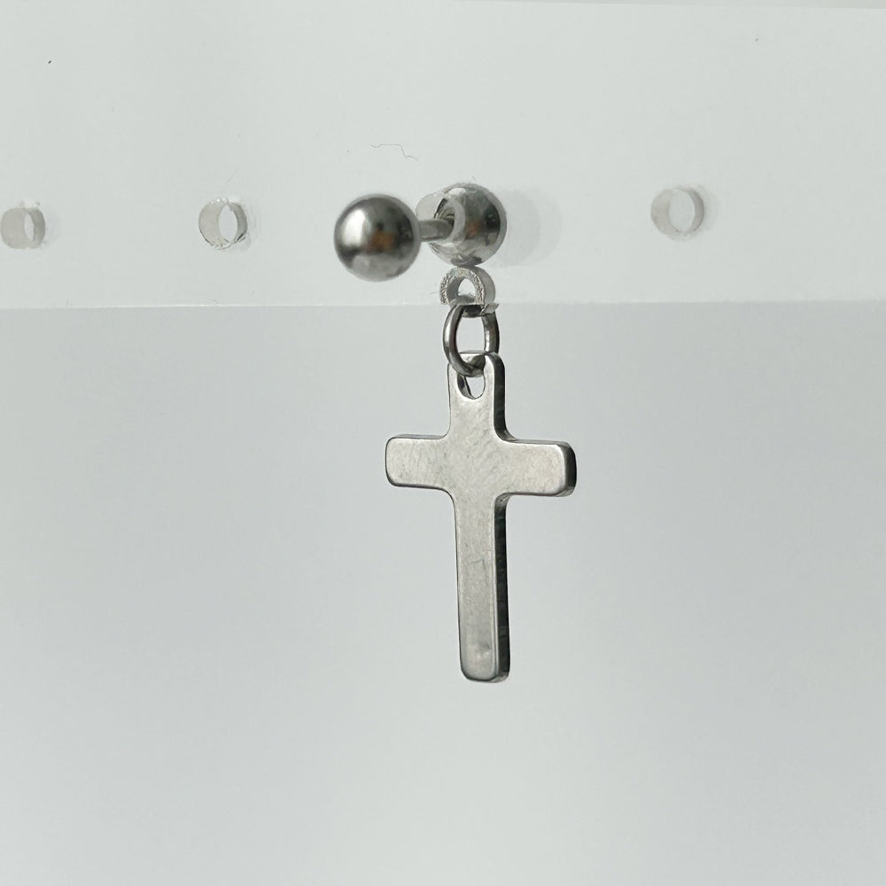 YES 037 ［サージカルステンレス］シンプル十字架ピアス