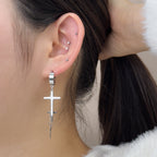 YEH 001 ［サージカルステンレス］十字架スチールリングドロップピアス