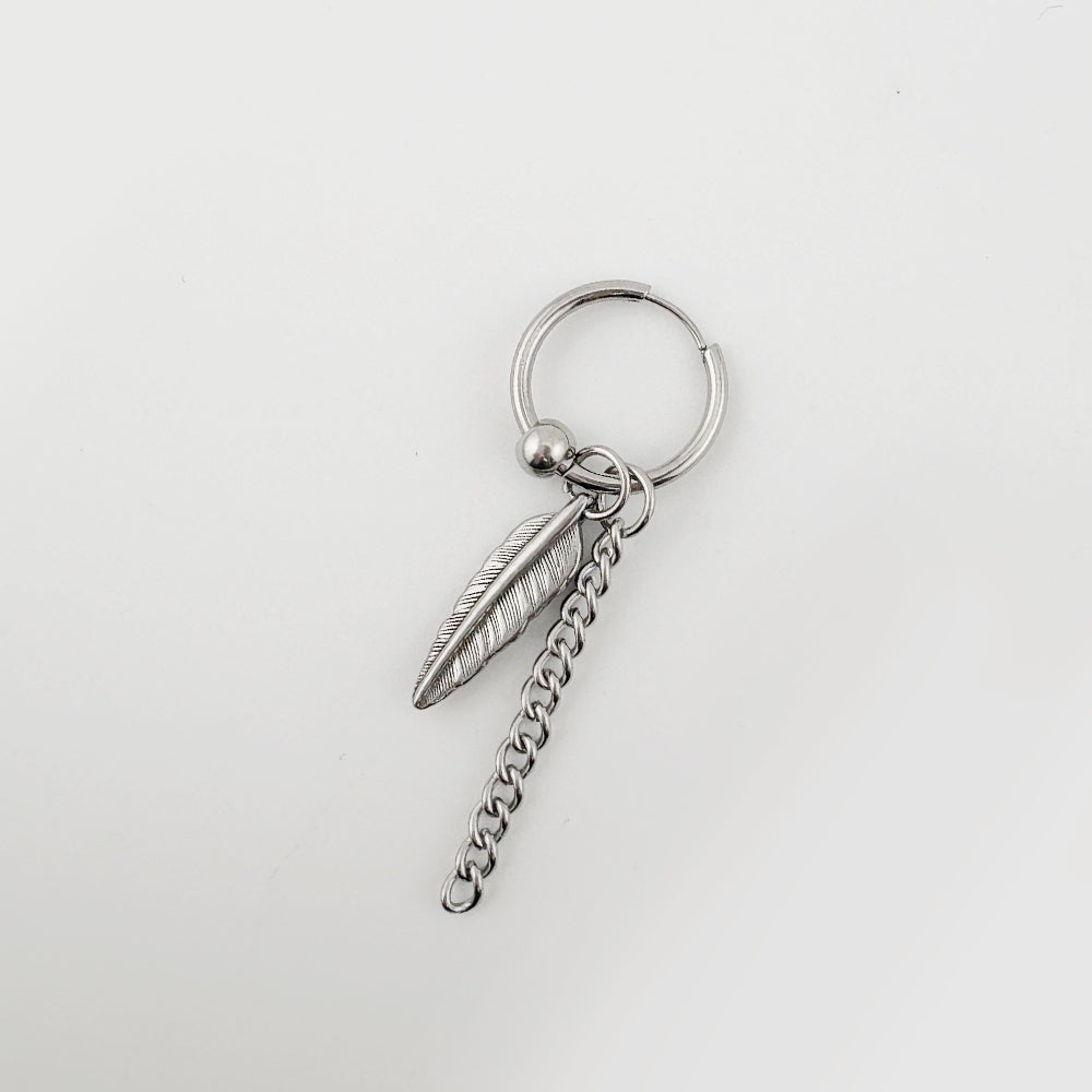 YEH 011 ［サージカルステンレス］羽リングワンタッチピアス