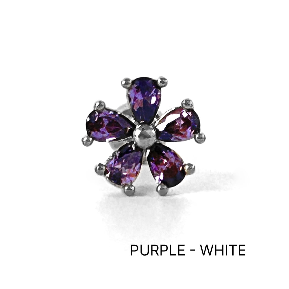 MN 159 ［サージカルステンレス］シンプルストーン花ピアス