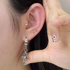 YEH 008 ［サージカルステンレス］ゴシック十字架スチールリングドロップピアス