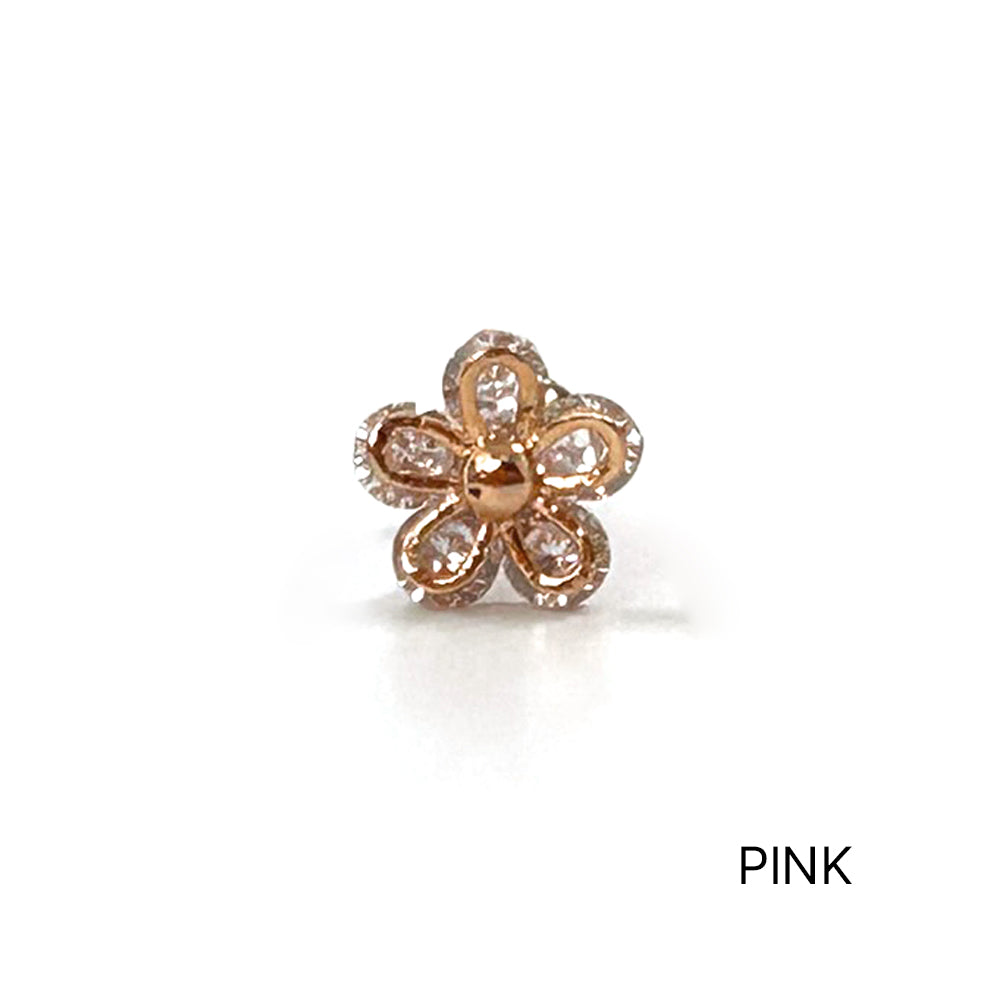 MN 113 ［サージカルステンレス］シンプルキュービックストーン花ピアス