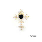 A5 262 ［サージカルステンレス］ゴージャスストーン十字架ピアス