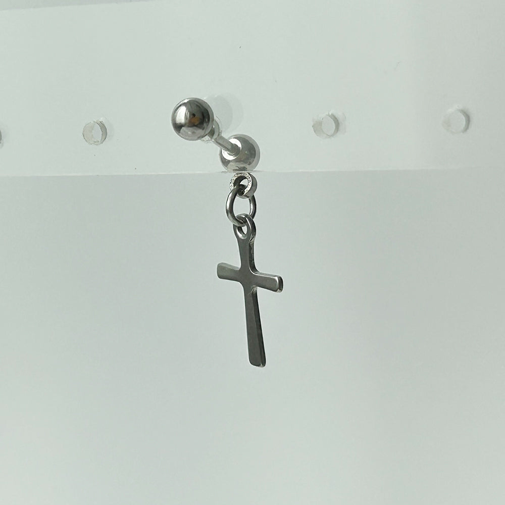 YES 036 ［サージカルステンレス］バーベル十字架ピアス