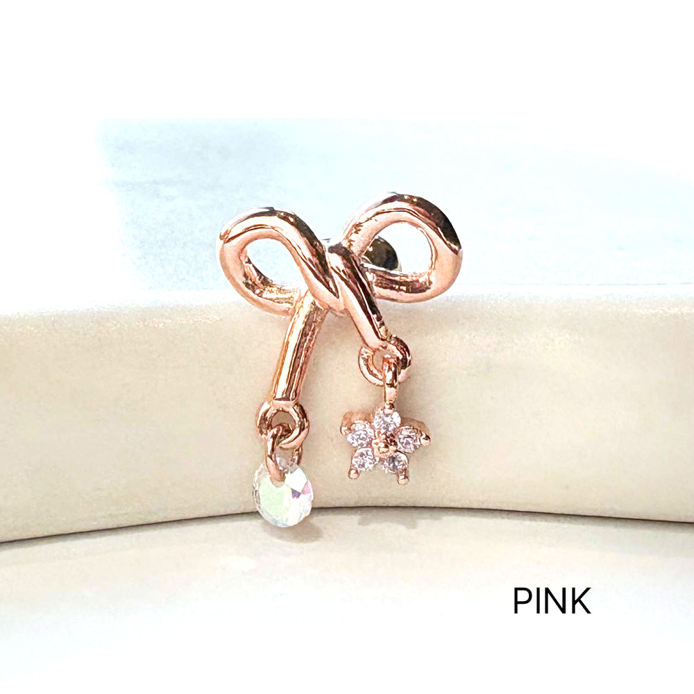 A5 244 [サージカルステンレス]　チャームリボンピアス