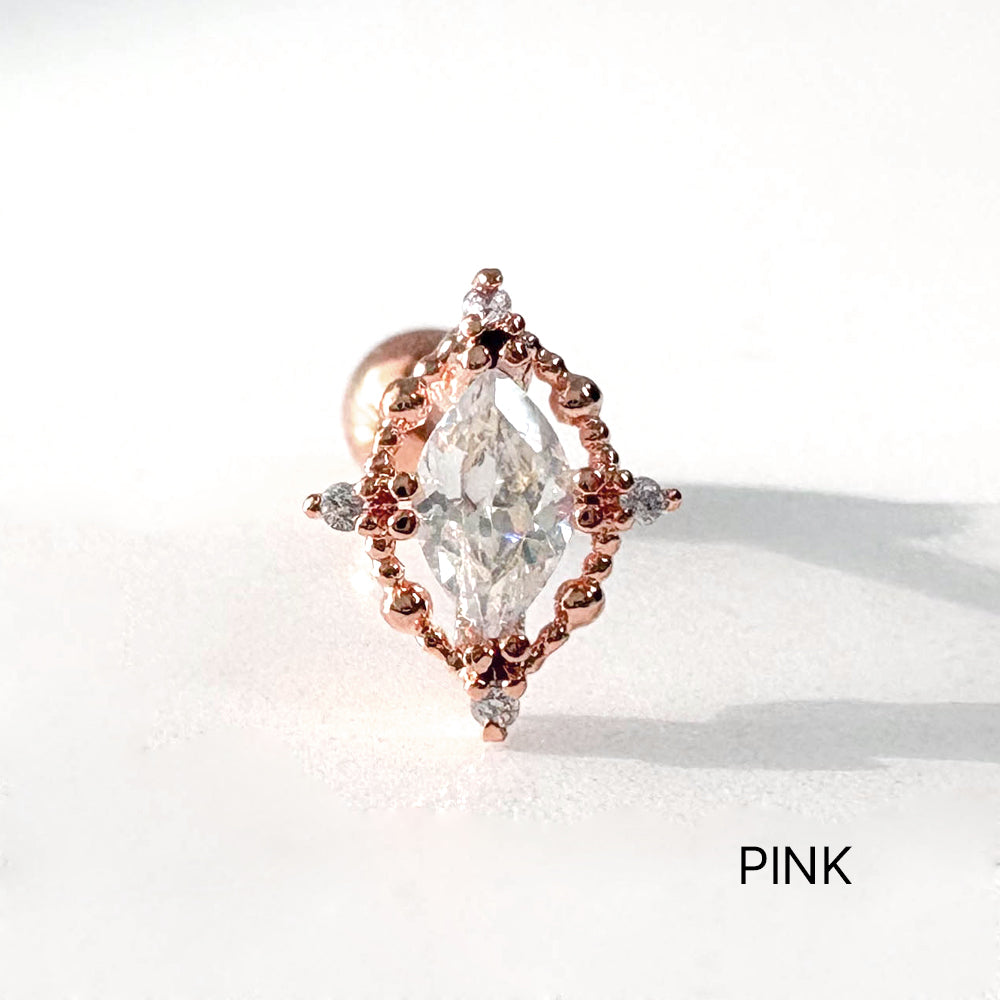 A5 067 ［サージカルステンレス］楕円形ストーンピアス