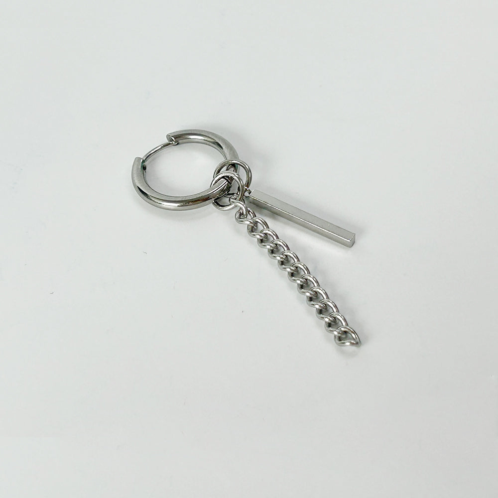 YEH 015 ［サージカルステンレス］リングチェーンドロップワンタッチピアス